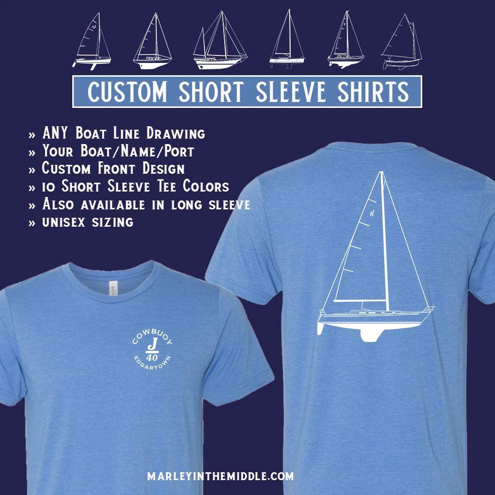Custom Boat Line Drawing Short Sleeve Tee Shirt