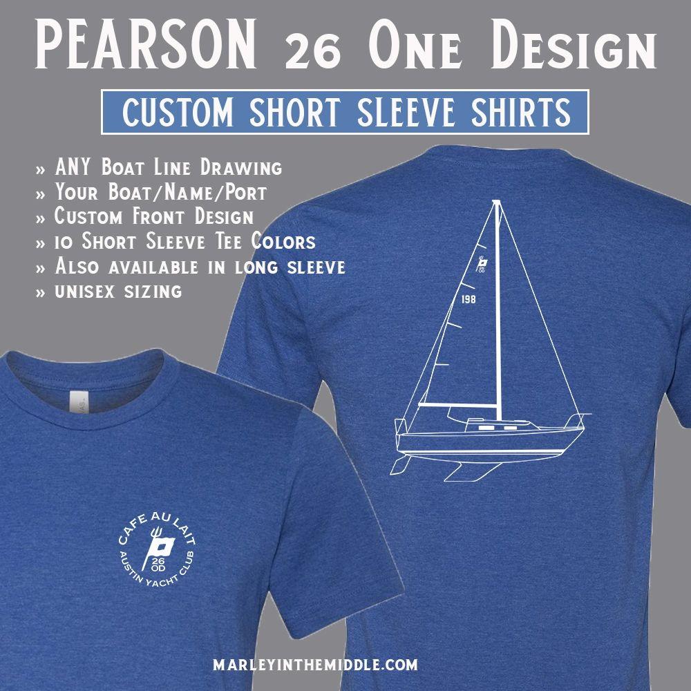 Pearson 26 OD Custom Boat Line Drawing Short Sleeve Tee Shirt 2XL / Heather Cardinal