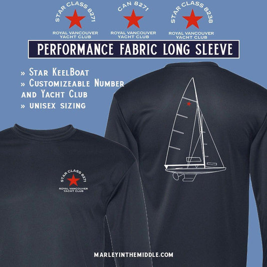 Star Class Performance Fabric Long Sleeve Boat Line Drawing Shirt