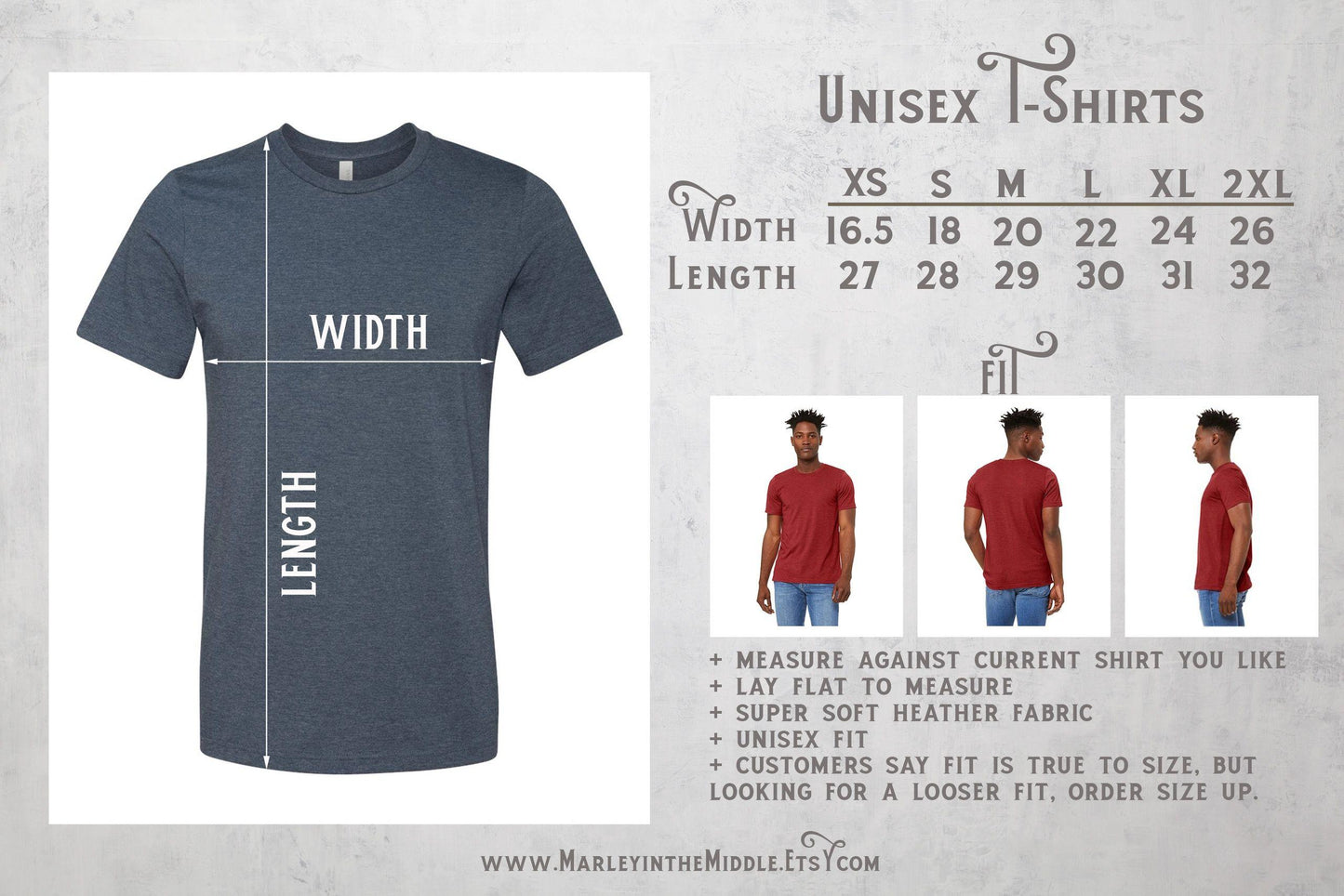 short sleeve tee size chart