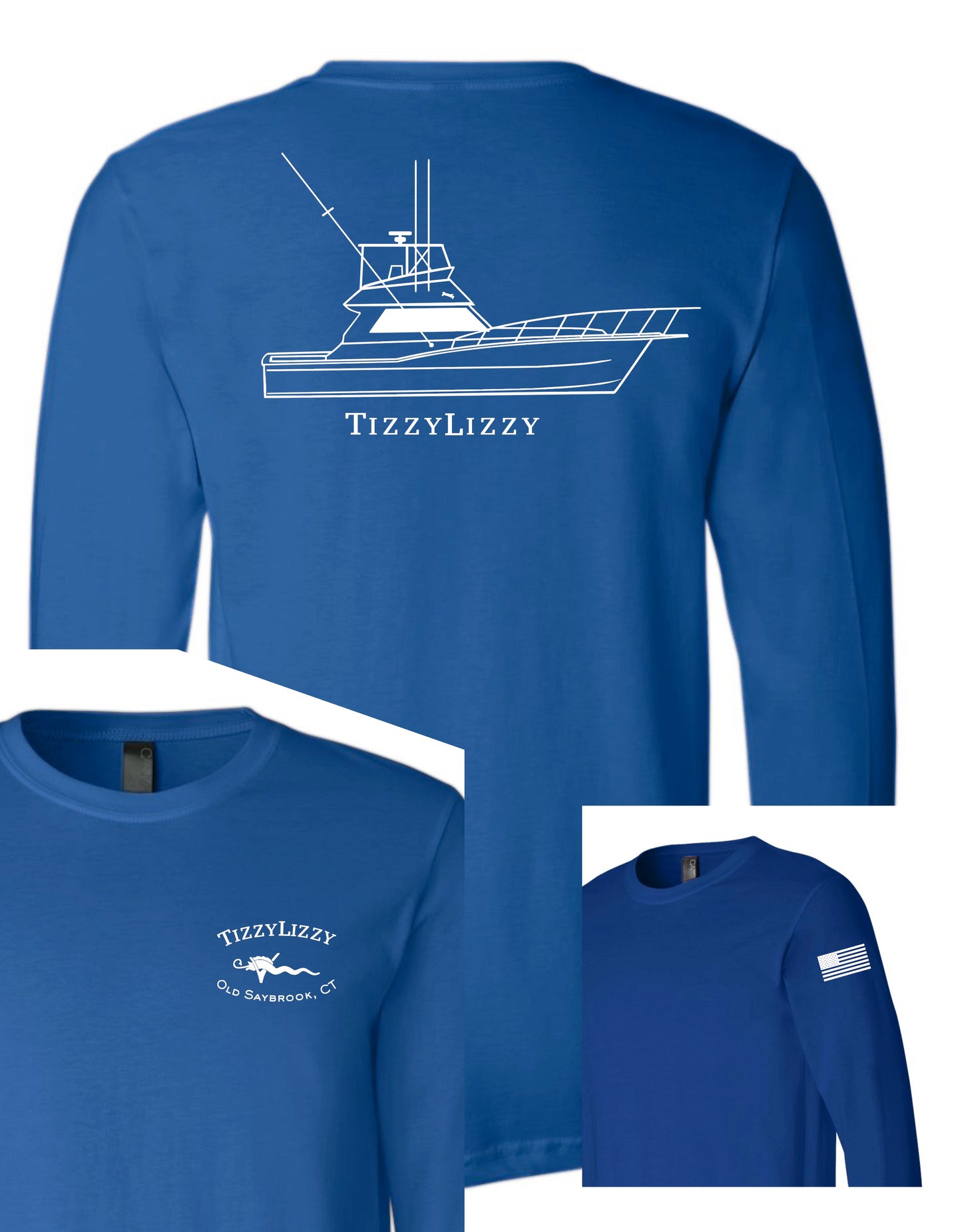 100% Cotton Long Sleeve Custom Boat Line Drawing Shirt