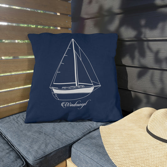 Custom Boat Line Drawing Outdoor Pillows, Fade and Mildew Resistant Pillow, 2 Sizes, Boater gift