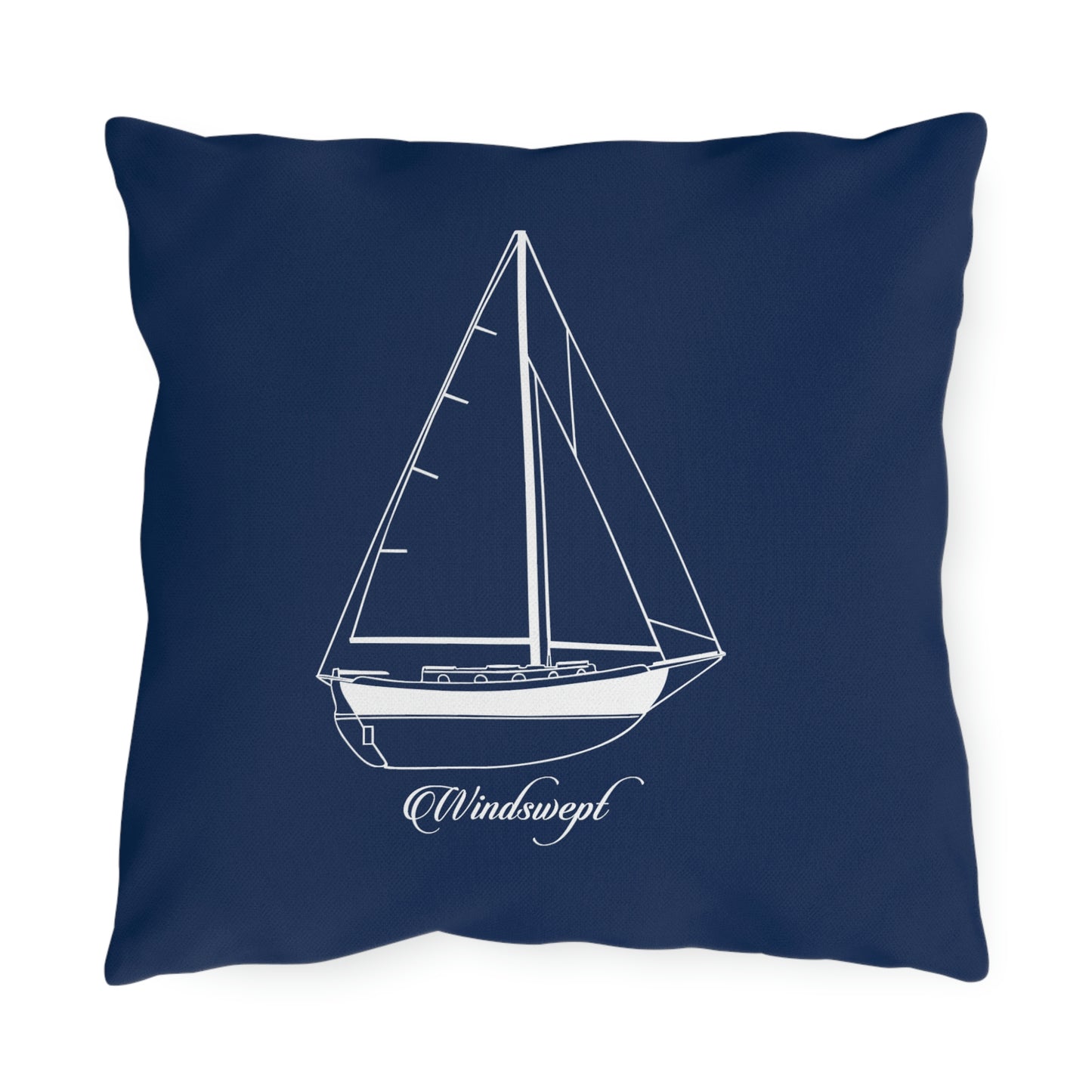 Custom Boat Line Drawing Outdoor Pillows, Fade and Mildew Resistant Pillow, 2 Sizes, Boater gift