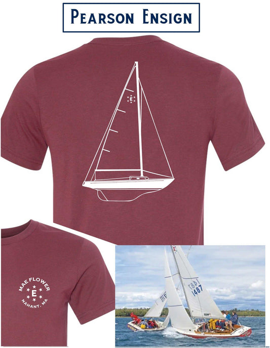 Pearson Ensign Boat Line Drawing Short Sleeve Tee Shirt