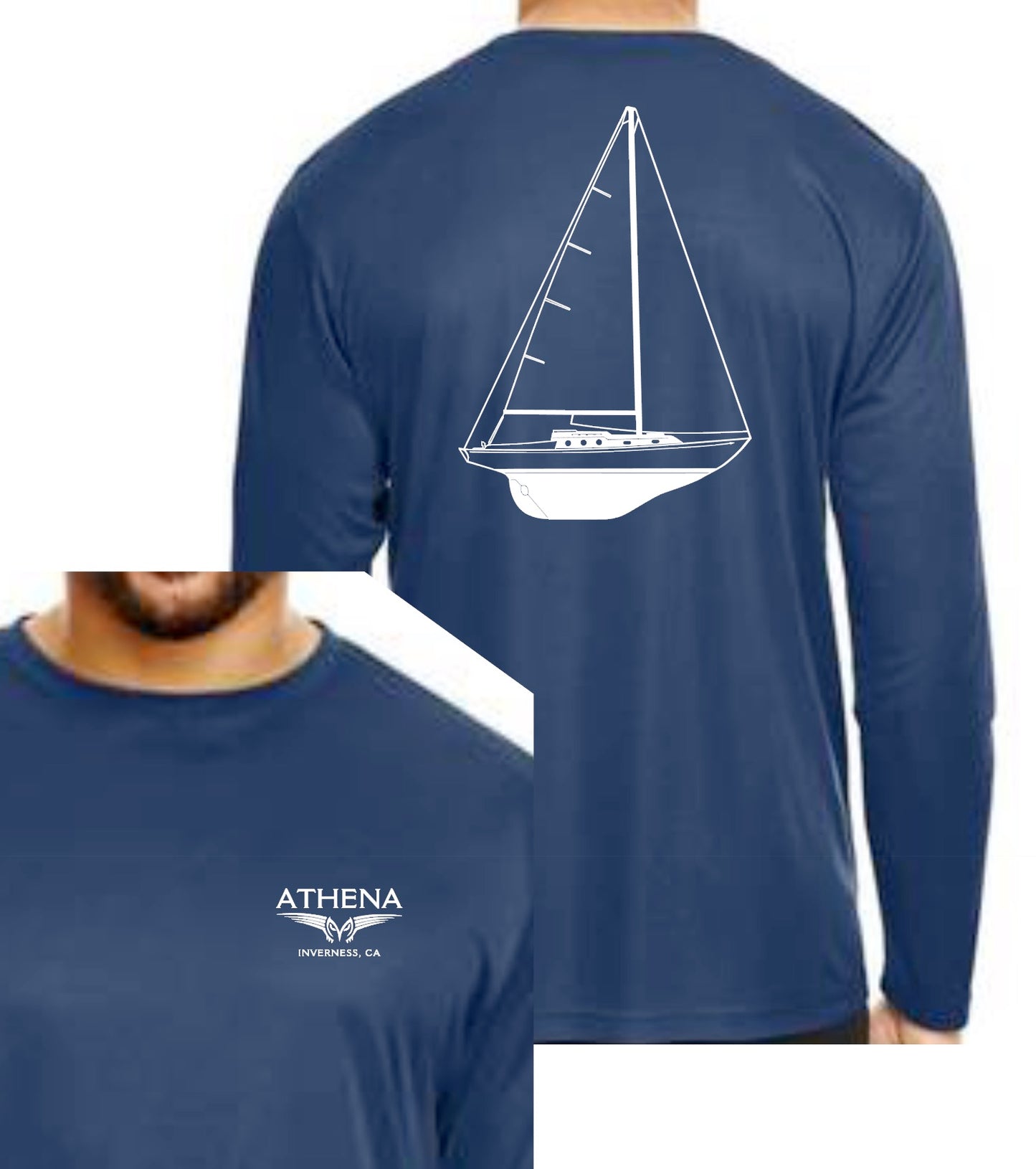 Performance Fabric Long Sleeve Custom Boat Line Drawing Shirt