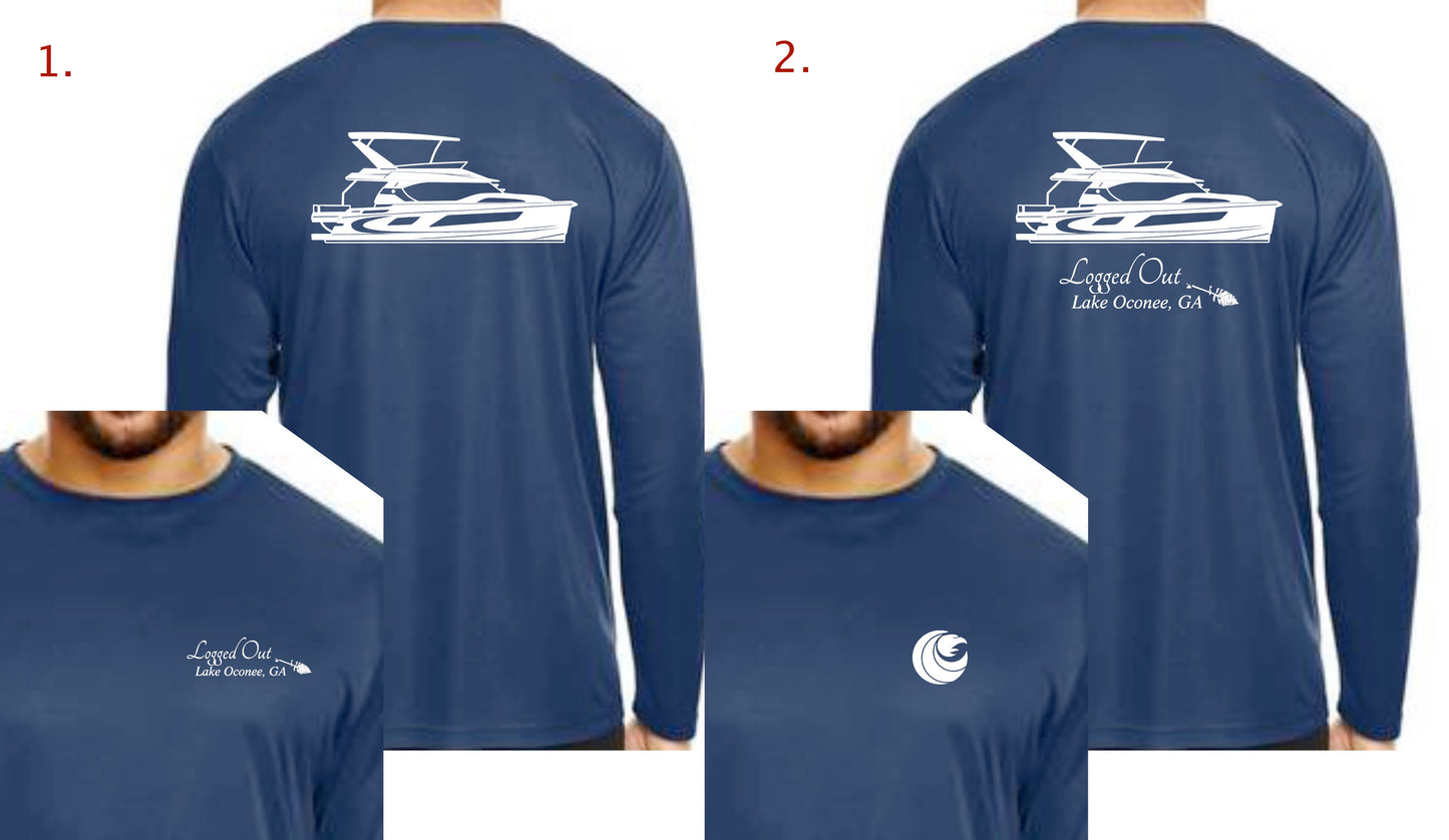 Performance Fabric Long Sleeve Custom Boat Line Drawing Shirt