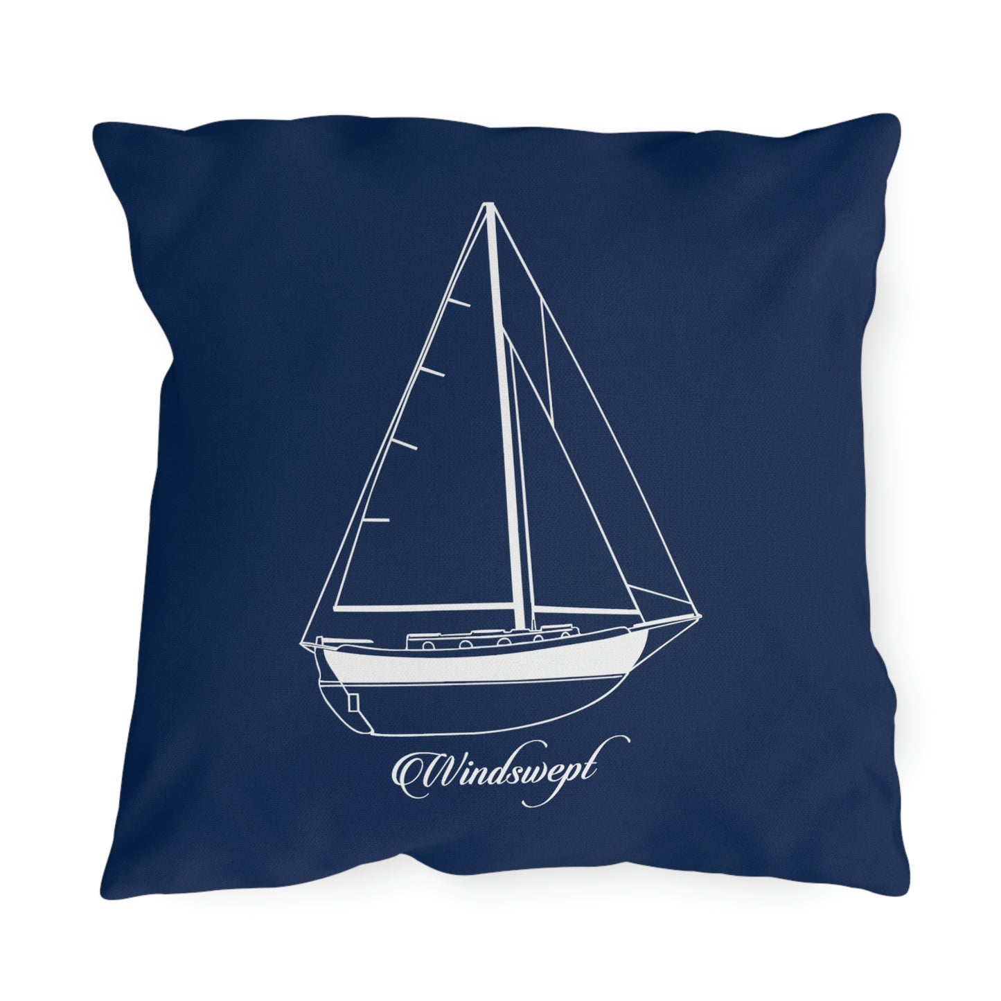 Custom Boat Line Drawing Outdoor Pillows, Fade and Mildew Resistant Pillow, 2 Sizes, Boater gift